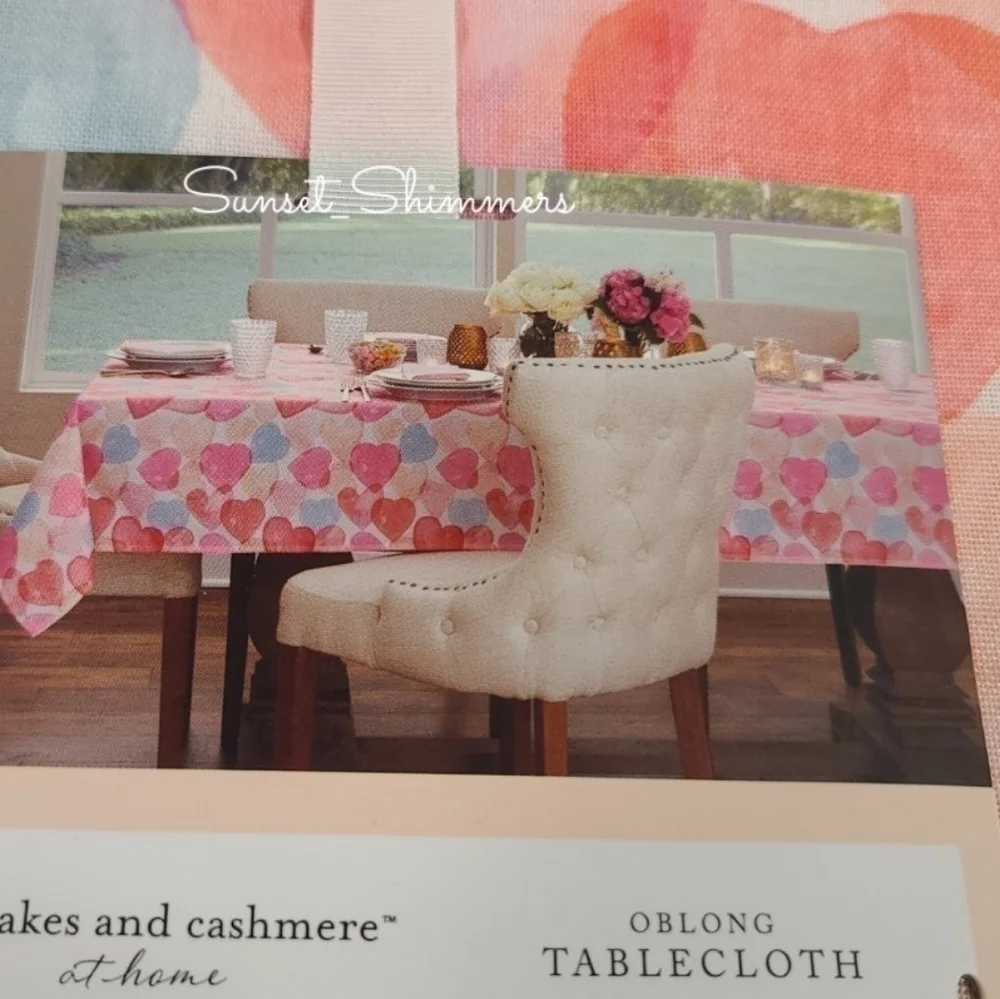 Cupcakes & cashmere watercolor valentines hearts fabric tablecloth 60x84 oblong